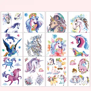 Kids waterproof temporary tattoo stickers cute unicorn cartoon body art waterproof sticker