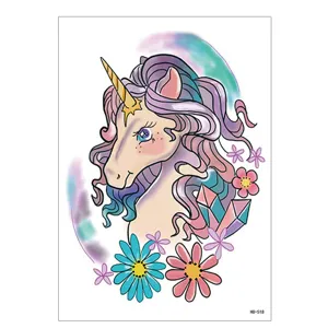 Kids waterproof temporary tattoo sticker cute unicorn cartoon design for children body art.