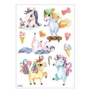 Kids waterproof temporary tattoo stickers cute cartoon unicorn design sheet for children party supply