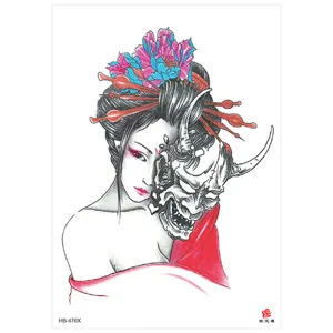 Waterproof Temporary Tattoo Sticker Japanese Geisha Half Sleeve Body Art Waterproof Fake Tattoo For Men Women