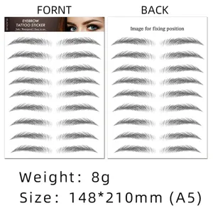 Autocollants Tatouage Sourcils 6D Imperméables Faux Sourcils Naturels Format A5 Neuf