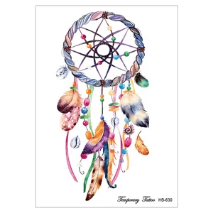 Waterproof temporary tattoo sticker featuring a colorful watercolor dreamcatcher design.