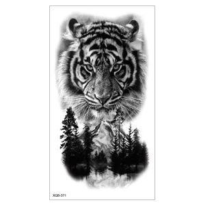 Autocollant de Tatouage Temporaire Imperméable Animal Géométrique Loup Lion