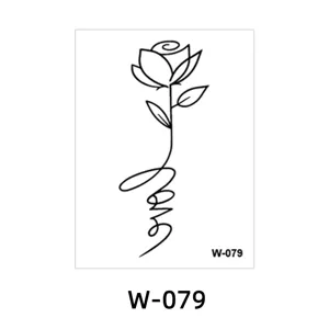 Tatuaggio temporaneo minimalista con disegno a linee di rosa per decorazione corpo.