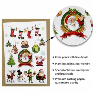 Christmas temporary tattoo stickers waterproof cartoon face body art for kids holiday party