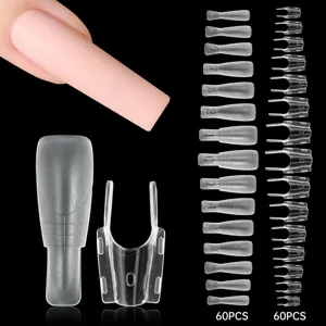 Klare Nagelverlängerung Formen Set mit Clips professionelle Maniküre Werkzeuge 60 Stk