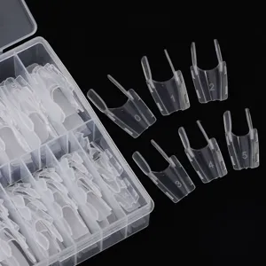 Transparente Nagelverlängerungsklammern mit Aufbewahrungsbox, Nagelmodellierwerkzeuge.