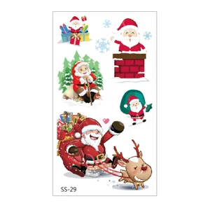 Christmas cartoon Santa Claus waterproof temporary tattoo sticker sheet set for holiday.