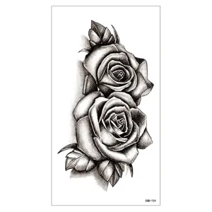 Adesivo per Tatuaggio Temporaneo Impermeabile Acchiappasogni Scuro Testa di Lupo Rosa Nera Arte Corporea Decalcomania di Trasferimento Per Festa