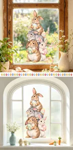Adhesivo para ventana de conejo de pascua estático huevos bonitos decoración hogar