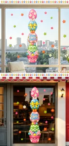 Adhesivo de ventana de Pascua, lindos conejito huevos pegatinas, decoración de escaparate fiesta