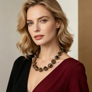 Retro palazzo stile pesante pietra preziosa vintage collana elegante maglione catena