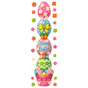 Pegatina de ventana de Pascua lindo huevo de dibujos animados maceta decoracion