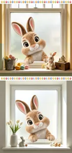 Adhesivos de Ventana Conejito de Pascua Vidrio Lindo Decoración Tienda Tienda Fiesta