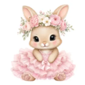 Autokollito parathyrou kouneli tou Pascha me roze forema kai stefani louloudion