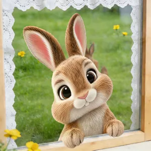Lindo conejito de pascua adhesivo de ventana de dibujos animados vidrio estático
