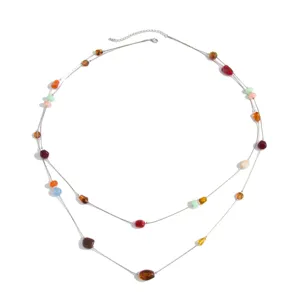 Boheemse meerlagige kleurrijke hars kraal tailleketting en ketting voor dames dagelijks.