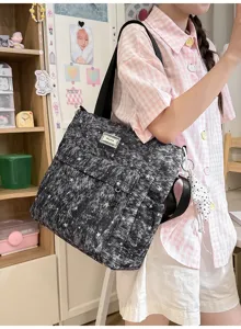 Forest style cute star print large capacity student backpack detail view and features