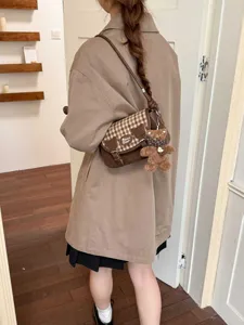 Damen PU Leder Umhängetasche Süße Karo Schultertasche Freizeite Retro Arbeitshandtasche