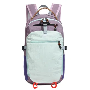 Purple light green nylon casual backpack for women daily commute travel school bag