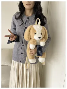 Joli sac à dos en peluche chien pour enfants, sac d'épaule animal mignon et doux