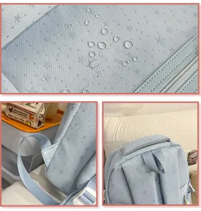 Zaino blu chiaro con motivo stelle grande capacita borsa da scuola per adolescenti
