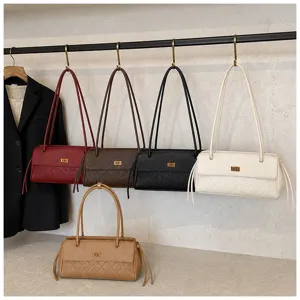 Women PU Leather Quilted Shoulder Bag Vintage Chic Daily Commute Casual Crossbody Bag