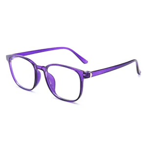 Lunettes anti lumiere bleue transparentes violettes femme homme, monture optique elegante.