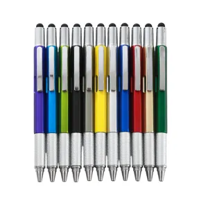 Multifunctional 4-in-1 touch screen stylus ballpoint pen with ruler and tool design