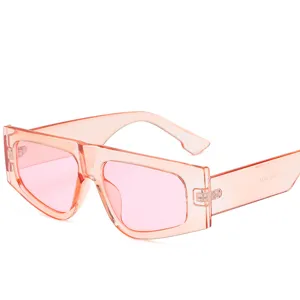 Modische rosa Flat Top Sonnenbrille für Damen, schicke Geleefarbe dicker Rahmen Brille.