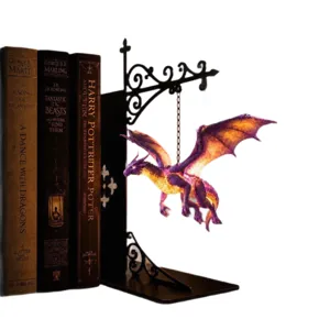 Kreative LED Drachen Bücherregal Lampe mit Buchstütze Design, leuchtende Fantasy Deko Lampe.