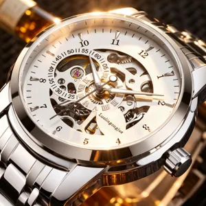 Men automatic mechanical watch skeleton luxury stainless steel waterproof wristwatch main photo