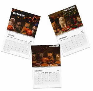 Detailed view of the funny Drunk Cats 2027 wall calendar featuring cute meme cat photos.