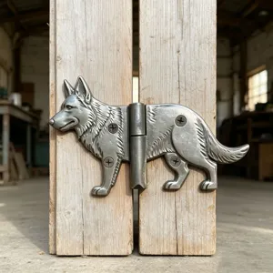 Retro German Shepherd door hinge, creative metal animal shape decorative hardware accessory.