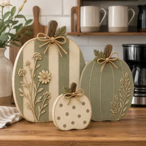 Rustikales Holz Kürbis Tischdeko Set Amerikanischer Landhausstil Thanksgiving Ernte Tablett Ornamente Herbst Heimdekoration