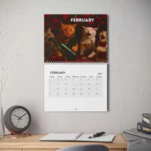 2027 Funny Drunk Cats Wall Calendar Cute Cat Monthly Planner Office Home Decor