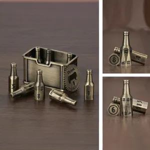 Creatief Retro Metaal Bierfles Dobbelsteen Set Draagbare Barware Figuur Ornament Miniatuur Ambacht Huis Decor