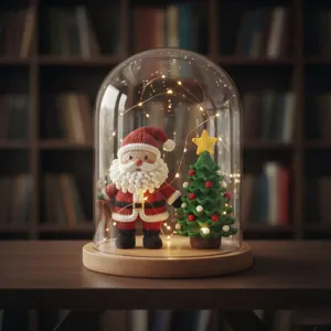Père Noël au crochet fait main sapin de Noël dôme en verre veilleuse décoration