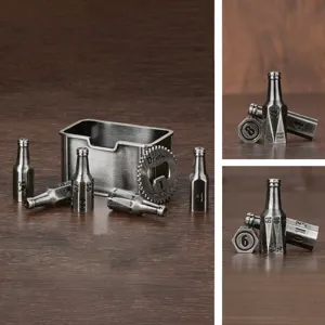 Mini bierfles dobbelsteen barware set, metaal ambacht draagbare heupfles ornament.