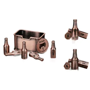 Mini bierfles dobbelstenen barware set, metaal ambacht creatieve flesopener feest.
