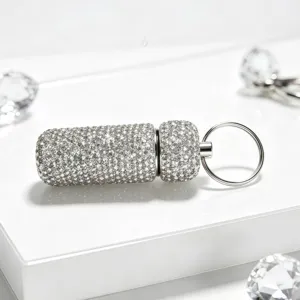 Rhinestone pill bottle keychain sparkly diamond sub packaging bottle bag charm pendant