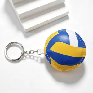 Vista dettagliata del portachiavi da pallavolo, ciondolo sportivo in pelle PU imbottita.