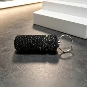 Rhinestone pill box keychain bling sub bottle car bag pendant sparkling accessory