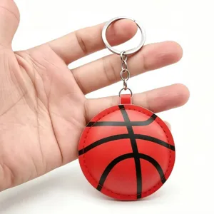 Portachiavi a sfera da basket imbottito in pelle PU, ciondolo sportivo per borsa dettaglio