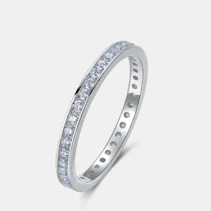 925 Sterling Zilver In het Lab Gekweekte Diamant Ring D Kleur VVS Minimalistisch Eternity Ring Voor Vrouwen Prachtige Ingelegde Vingerring Sieraden Cadeau