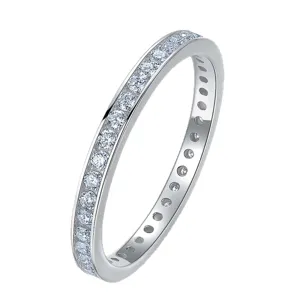 Prachtige lab-grown diamant eternity ring van sterling zilver, delicate pavé gezette ring sieraden.