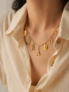 Fashion Western cowboy style gold charm necklace with multiple cute pendants jewelry