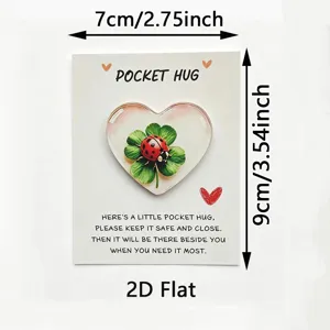 Pocket Hug Acrylic Card Ladybug Four Leaf Clover Gift Souvenir Valentine Gift 7x9cm