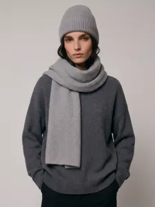 Ensemble bonnet et écharpe en tricot de laine unie pour l'automne hiver, mode unisexe.