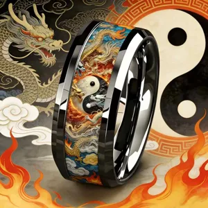 Anello drago yin yang in acciaio inossidabile gioiello moda vintage per uomo e donna